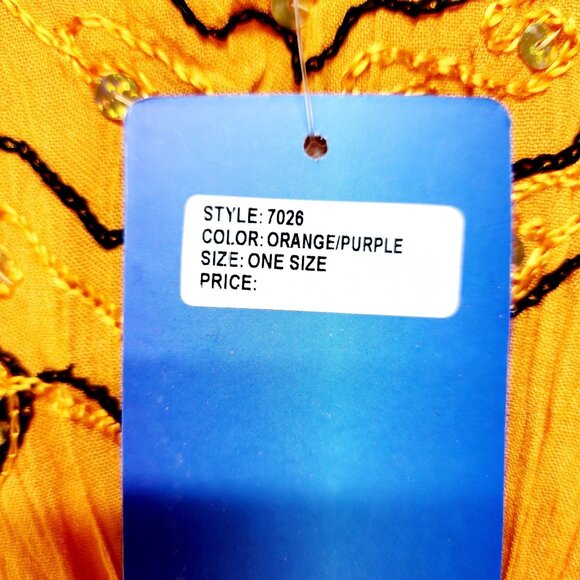 Handmade Aqua Blue Tie-Dye Caftan Top Beaded Flowy Draped Design One Size Fits - Picture 8 of 9